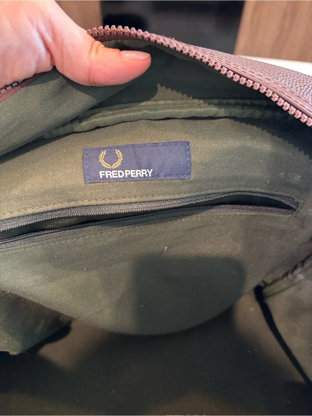 Fred Perry Brown Pebble-Grain Duffel with Laurel Logo